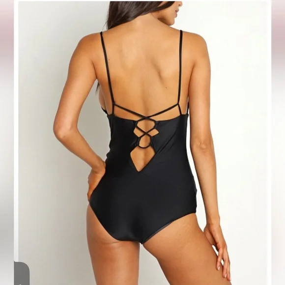 Acacia Swimwear Kokomo Black Cutout One-Piece small NWOT